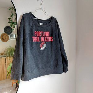 NBA Portland Trail Blazers Scoop Neck Sweater, Gray, Women's XL